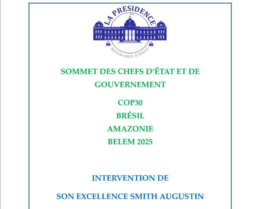Intervention de son Excellence Smith Augustin au COP30