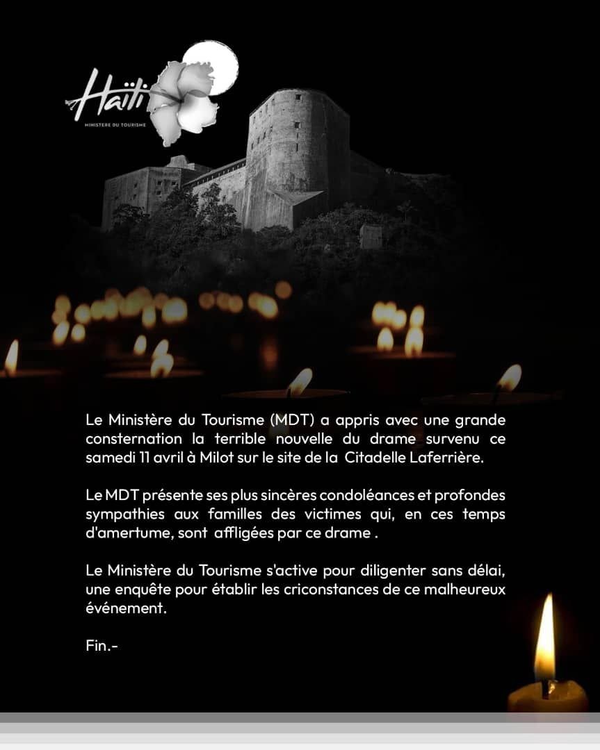 Drame à Milot : le Ministère du Tourisme exprime sa profonde consternation et annonce des mesures d’enquête
