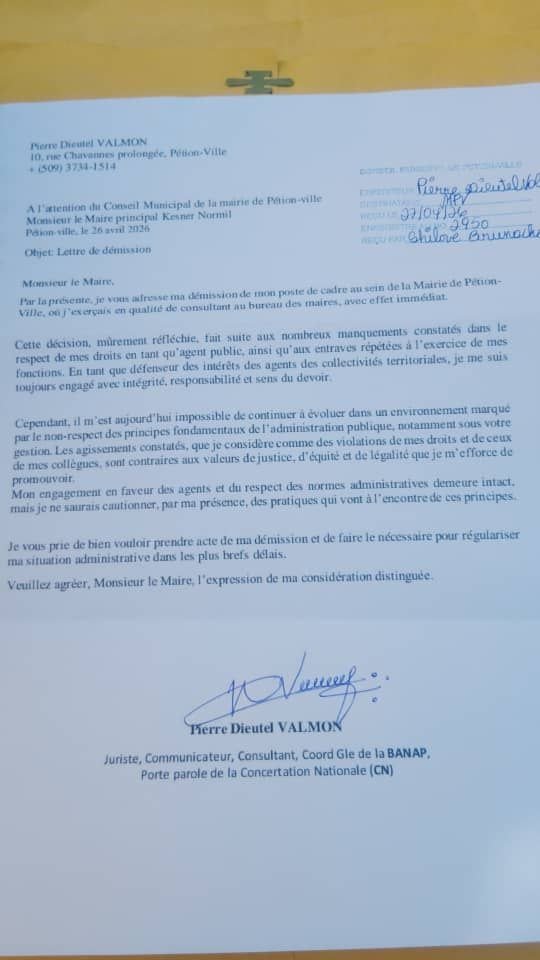 Pétion-Ville : démission de Pierre Dieutel Valmon après une arrestation controversée et tensions politiques